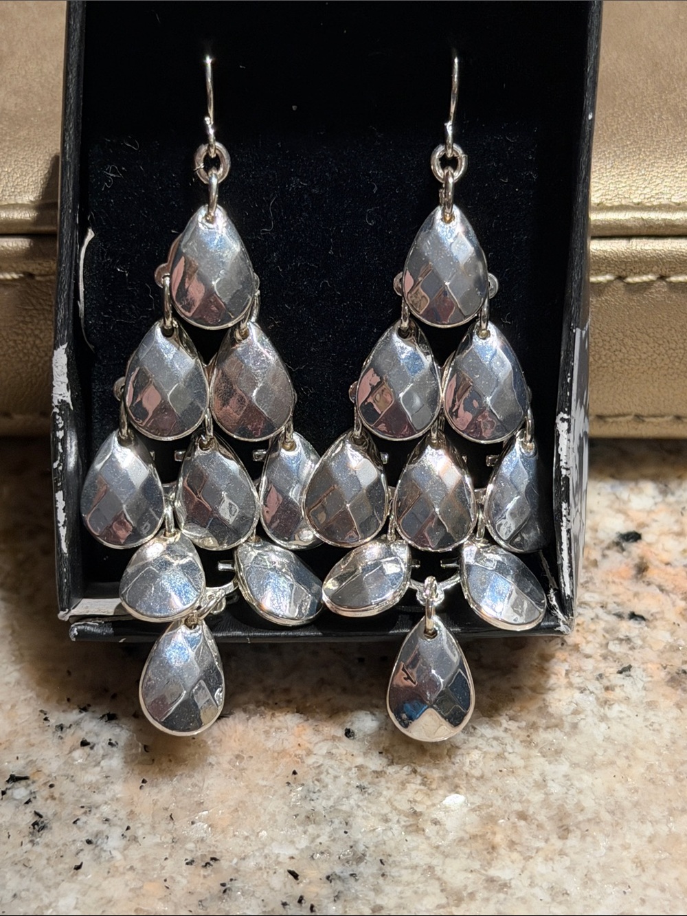 Silver Teardrop Chandelier Earrings - Women Jewelry